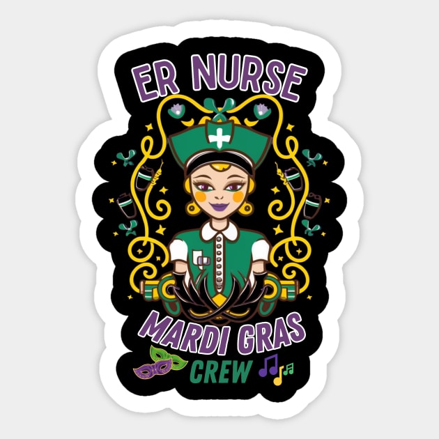 RN Mardi Gras Nurse Crew Family Group Nursing Lovers Sticker by Figurely creative